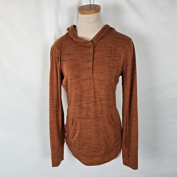 Prana Hoody Women's XS Burnt Orange Henley Neckline Kangaroo Pouch Long Sleeve - Picture 1 of 13